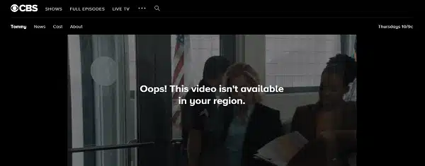 Cbs All Access Outside Usa Geo-Restriction Error