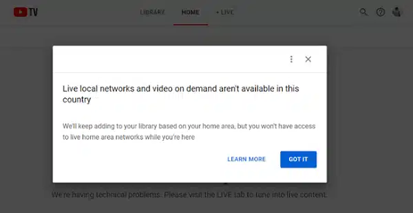 Youtube Tv In Denmark Error Not Available In This Country