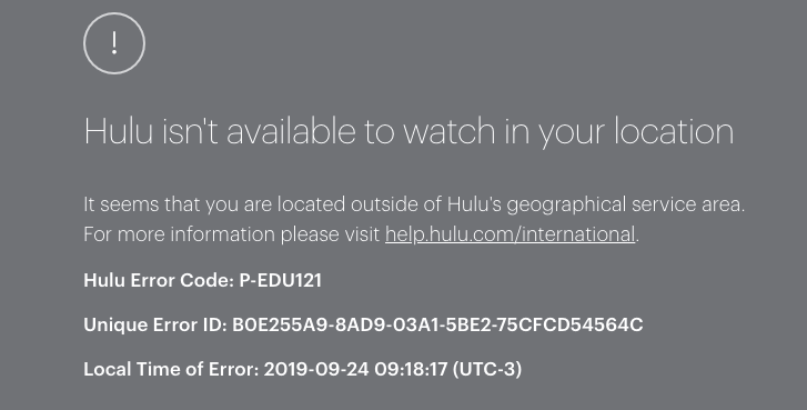 Hulu In Greece Geo-Restriction Error