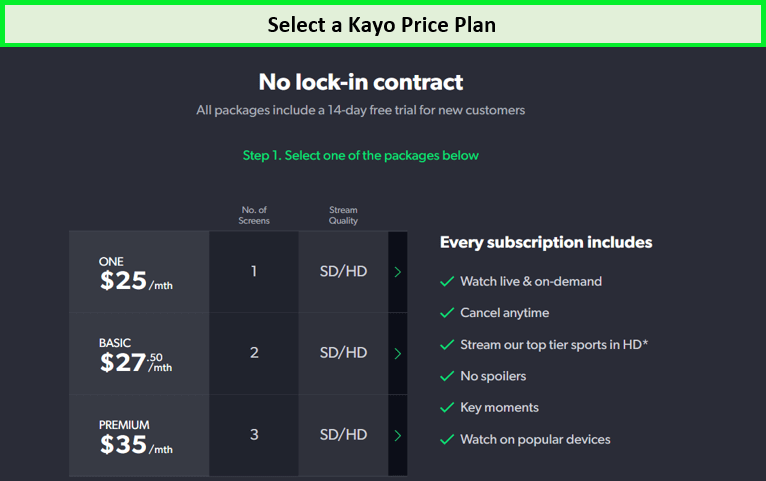 Kayo Sports in Thailand Price Plans
