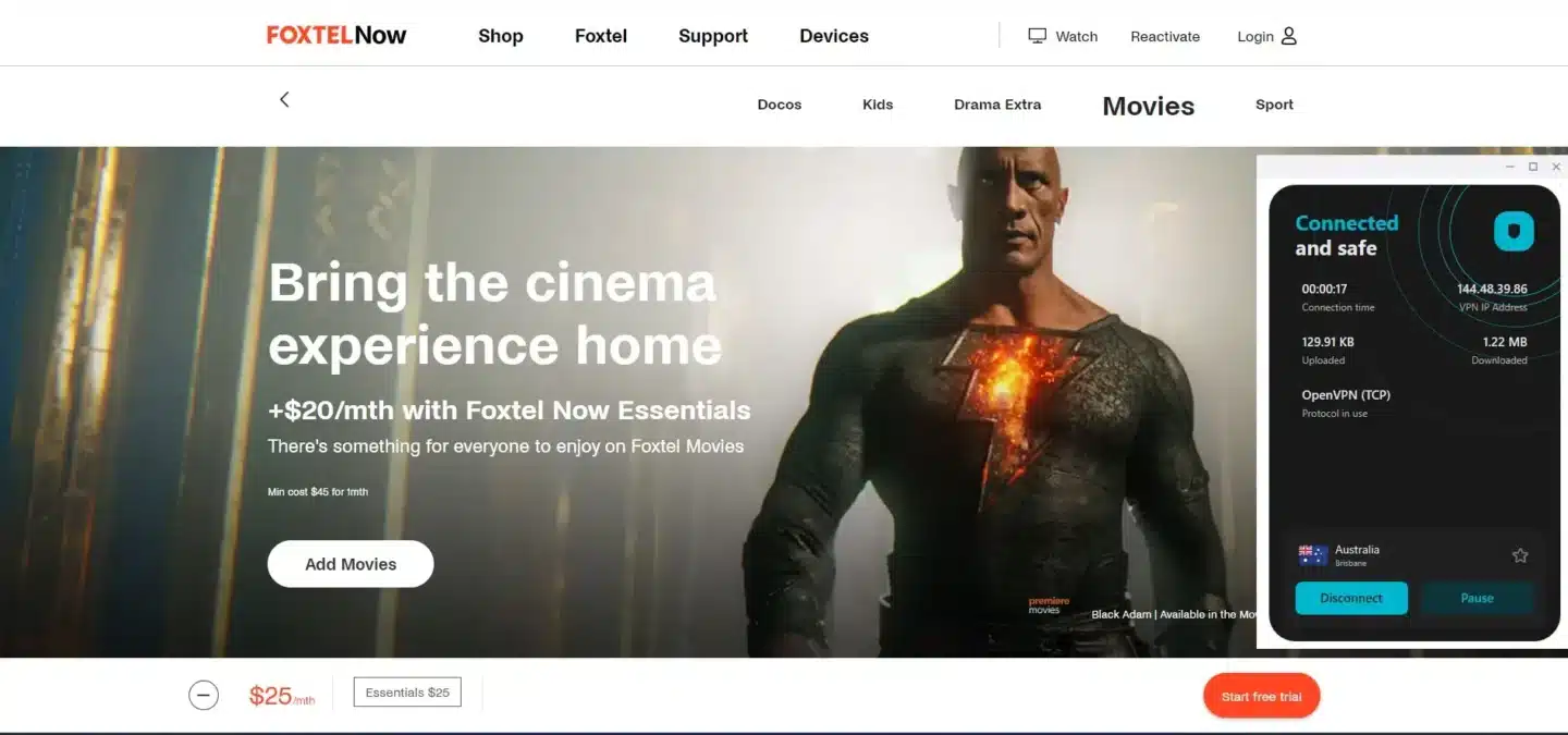 Watch Foxtel Go Outside Australia with Surfshark