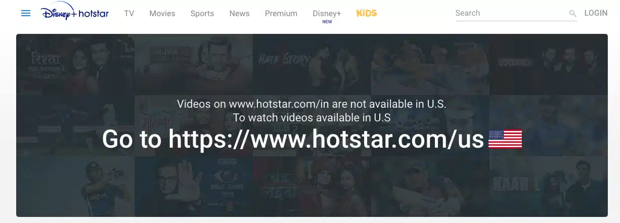 Disney Plus Hotstar in USA Geo-Restriction Error