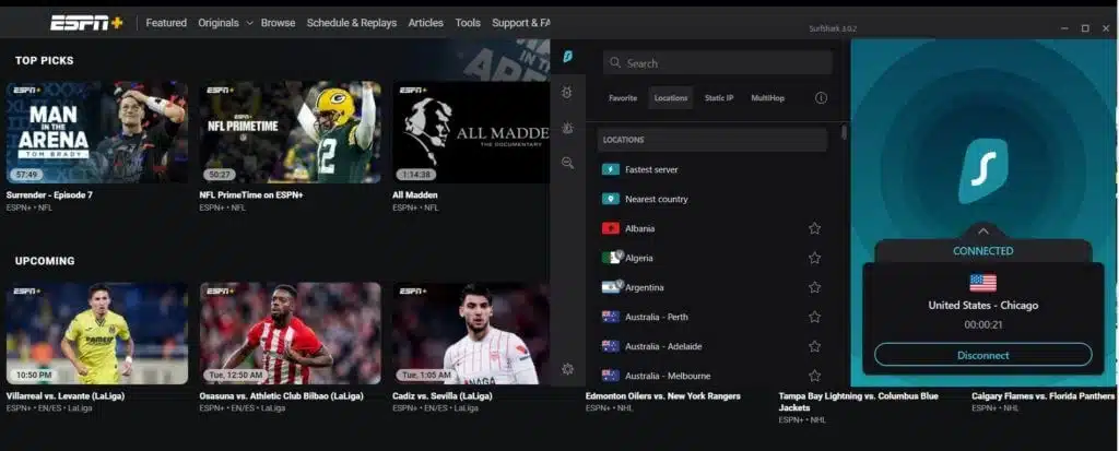 Watch ESPN Plus in Spain with Surfshark